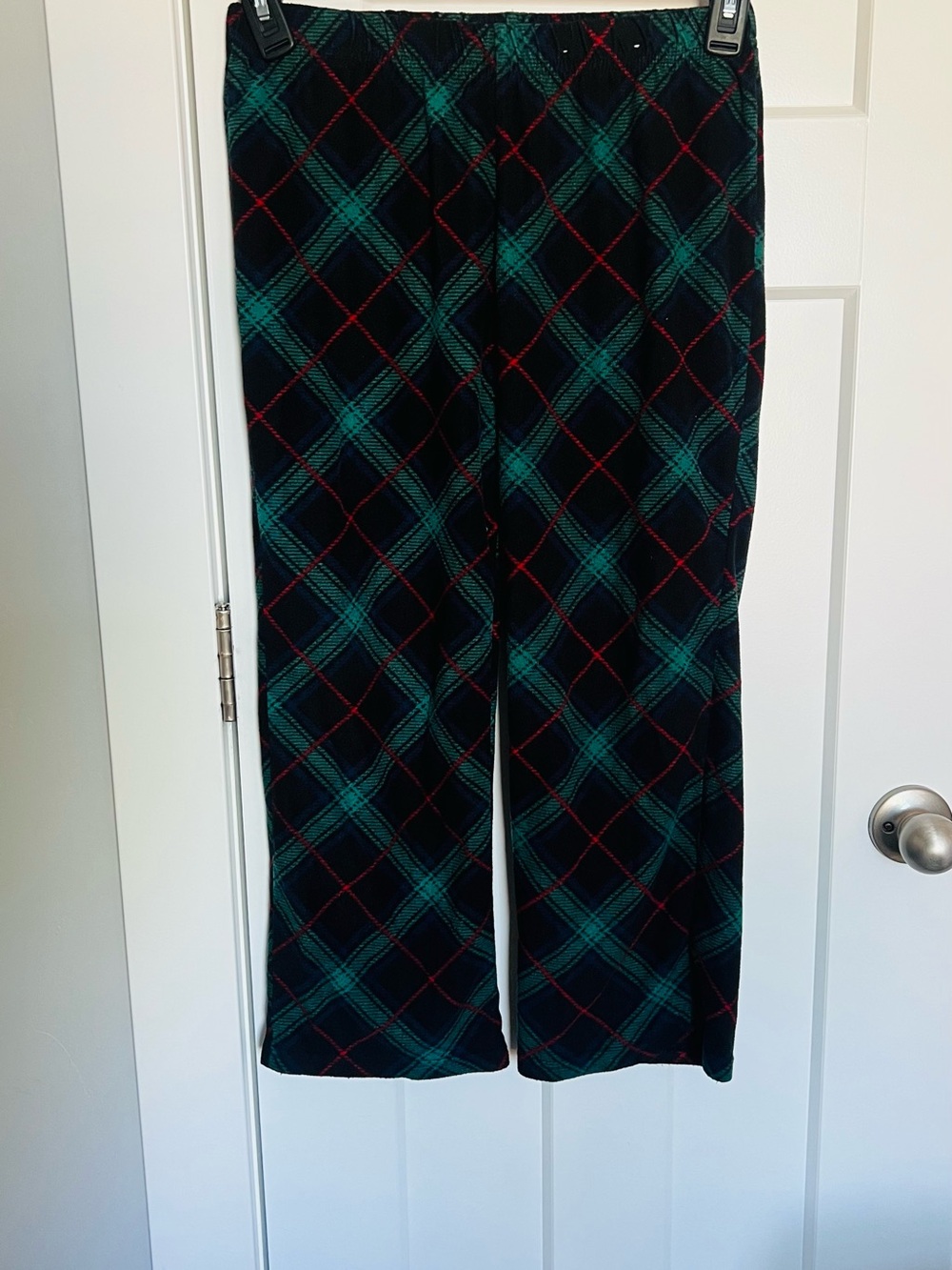 Green and Black Plaid Lounge Pants with Red Accents